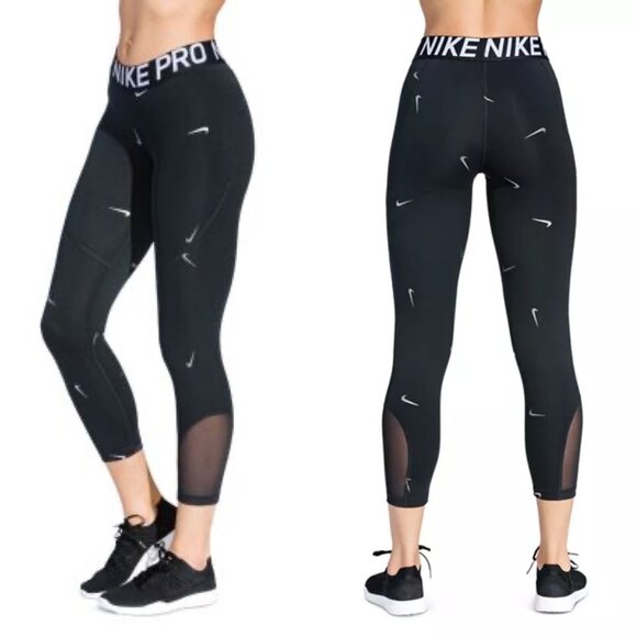 Nike Metallic Swoosh Cropped Leggings, size small - Picture 1 of 8